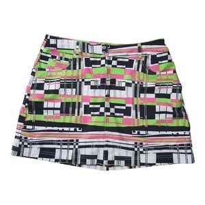 Slazenger Women's 8 Golf Skort Loud Bright Pink Green Y2K Print Skirt Tennis EUC